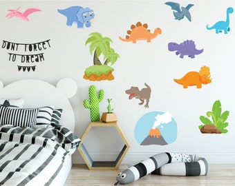 Volcano & Dinosaur Wall Stickers Set