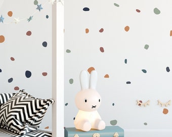 Pegatinas de pared de guardería de lunares irregulares Boho Chic para dormitorios de niños, calcomanías para niños