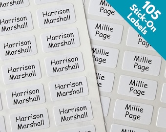 105 x Clothing Labels No-Iron Stick On, Washable Clothes Stickers For Kids Children's Uniform, Care Home Labels