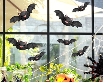 Flying Bats Halloween Window Stickers Decals Spooky Vinyl Removable Peel & Stick Reusable