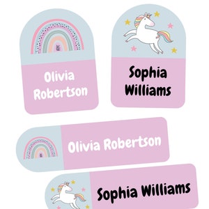20 wasbare eenhoorns en regenbogen plak naam kleding kledinglabels voor kinderen