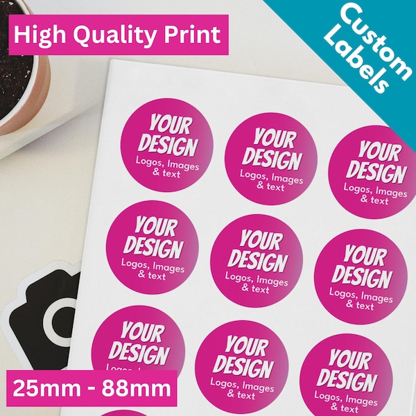 Custom Round Stickers Labels For Business Logo - Add Your Image Personalised High Quality Sticky Labels