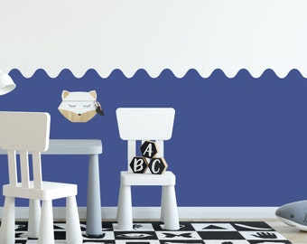 Smooth Wavey Waves Wall Painting Stencil, Removable Easy To Use Vinyl Wall Border Stencil For Painting