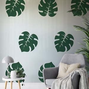 6 Large Tropical LEaf Wall Stickers