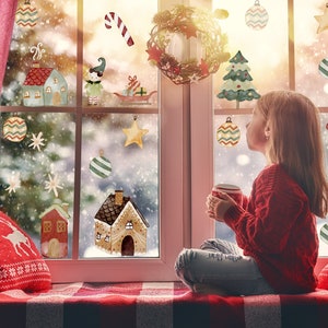 Adesivi per finestre di Natale Bambola nana Decals Babbo Natale Pupazzo