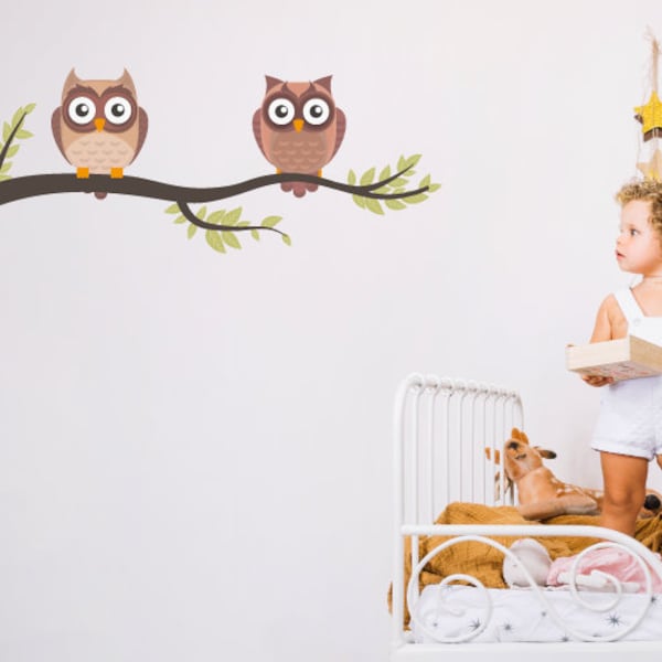 Owl Wall Decal, Tree Wall Decals, Tree Wall Sticker, Tree Branch Decal, Owls In Tree, Children's Decals, Children's Stickers, Home Decor, 53