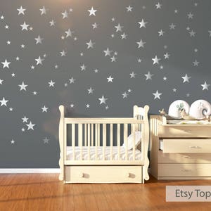 Nursery Wall Decals, Wall Stickers, 120 Silver Metallic Stars, Nursery Wall Stickers, Wall Decals, Wall Art , Vinyl, Wallpaper Home Decor image 8