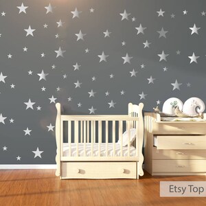 Nursery Wall Decals, Wall Stickers, 120 Silver Metallic Stars, Nursery Wall Stickers, Wall Decals, Wall Art , Vinyl, Wallpaper Home Decor image 5