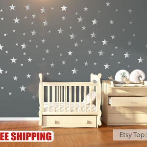 Nursery Wall Decals, Wall Stickers, 120 Silver Metallic Stars, Nursery Wall Stickers, Wall Decals, Wall Art , Vinyl, Wallpaper Home Decor image 6