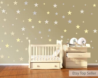 120 Vinyl Stars Nursery Wall Decals, Nursery Wall Stickers, Childrens Bedroom Baby Decor, Vinyl, Star Stickers, Star Decals, Wallpaper