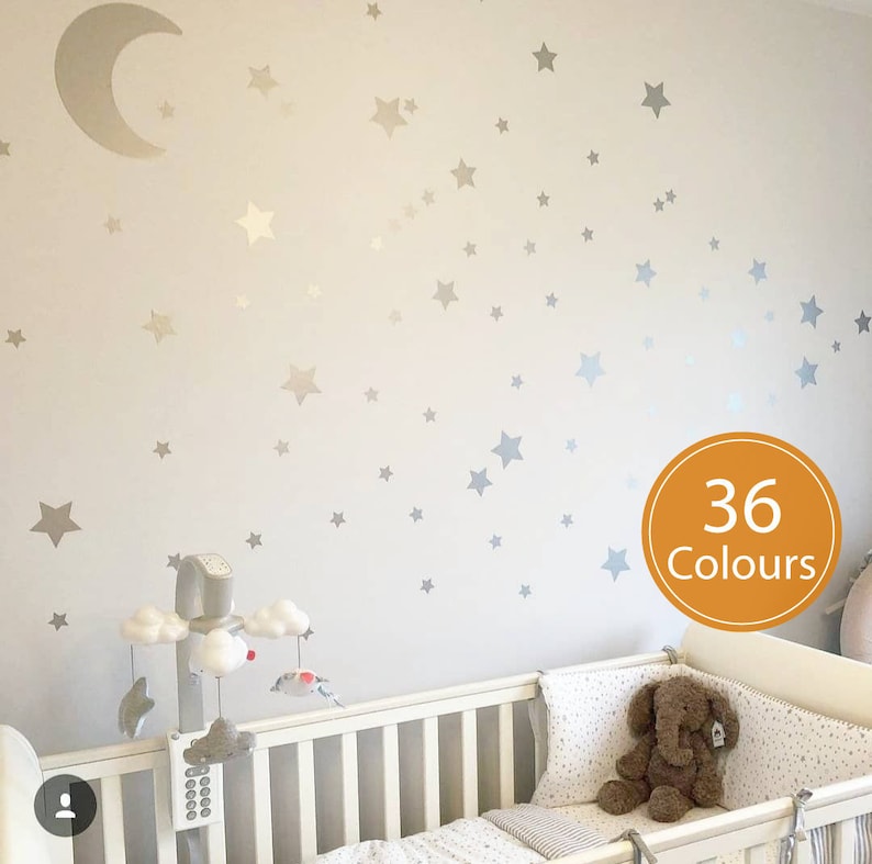 55 Mixed size Stars Wall Stickers Kid Decal Art Nursery Bedroom Vinyl Decoration Arctic Blue