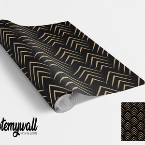 Art Deco Gold Chevrons Pattern Vinyl Wrap, Furniture Upcycle Wrap, Furniture Upcycling, Vinyl Furniture Wrap, Self Adhesive Vinyl,