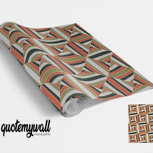 Geometric Orange Green Diamond Tiles Self Adhesive Vinyl
