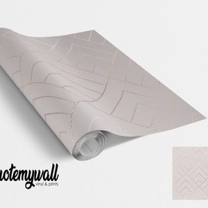 Taupe & Rose Gold Art Deco Diamond Pattern Vinyl Furniture Wrap Vinyl Wraps For Furniture