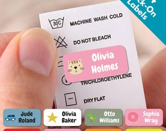 84 x Peel And Stick Self Adhesive Name Label Tags For Clothes Labels For School & Nursery Color Icons