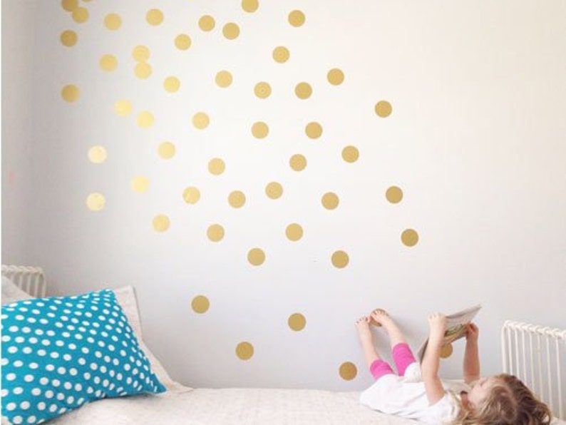 100 Gold Metallic Polka Dot Wall Decals/wall Stickers Etsy UK