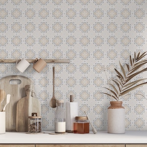 Gray Cream Linked Pattern Floor & Wall Tile Stickers