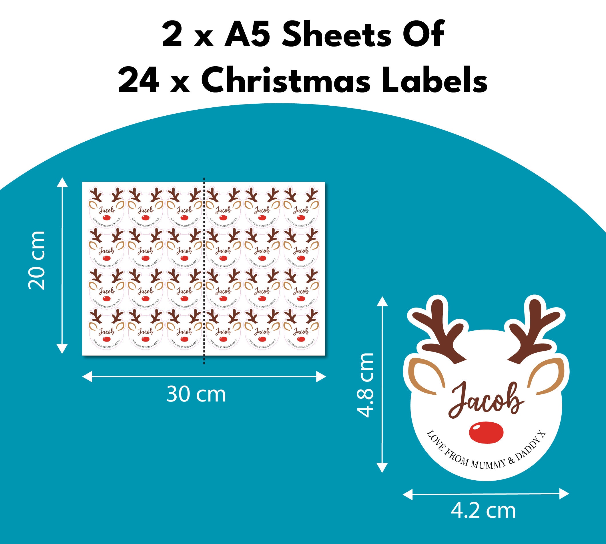 Christmas Present Label Reindeer Gift Sticker - Personalized Gift Sticker Labels For Kids, Friends & Family.
