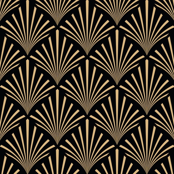 Furniture Self Adhesive Sticker Wrap Art Deco Gold Pattern | Etsy