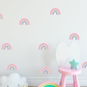 Removable Childrens Room Pastel Rainbow Wall Stickers Nursery Decals | 24 packs