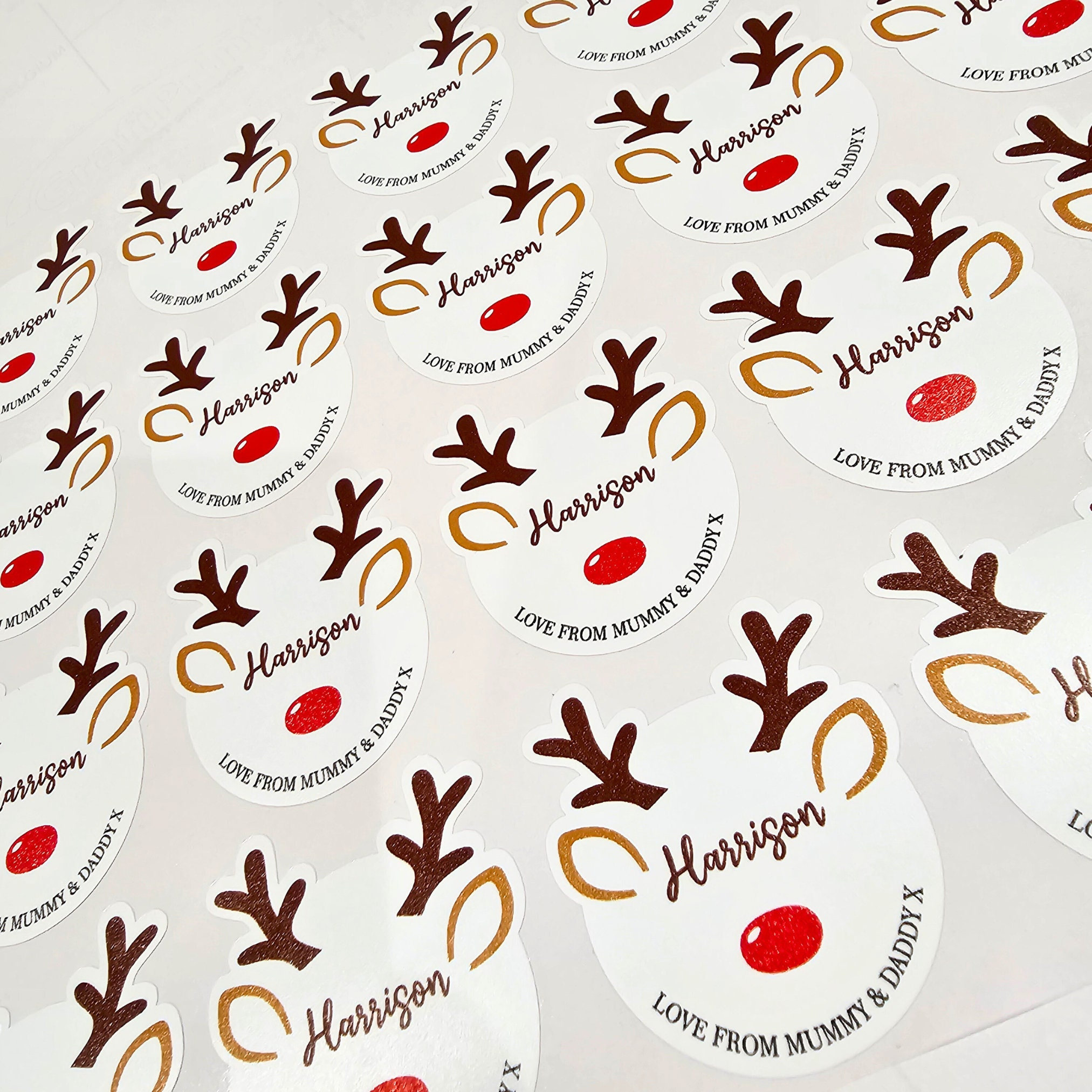 Christmas Present Label Reindeer Gift Sticker - Personalized Gift Sticker Labels For Kids, Friends & Family.