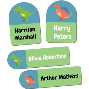 20 x Gemengde verpakking Dinosaurus wasbare schoolkleding kinderlabels voor kleding