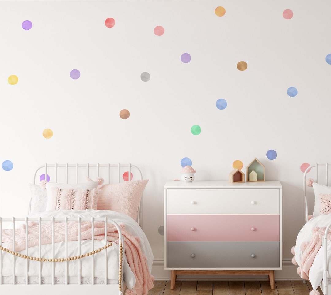 Water Colour Pastel Polka Dot Wall Stickers Decals | Kids Rooms Nursery ...