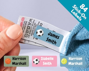 84 Washable Football & Sports Stick On Labels For Children's School Clothes And Stationery Dishwasher Microwave Safe Tags