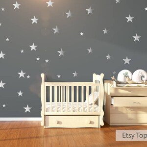 Nursery Wall Decals, Wall Stickers, 120 Silver Metallic Stars, Nursery Wall Stickers, Wall Decals, Wall Art , Vinyl, Wallpaper Home Decor image 7