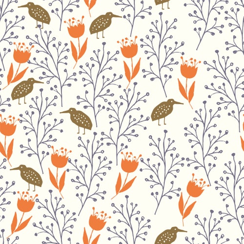 Orange Floral & Bird Vinyl Wrap Print Vinyl Wraps for Etsy