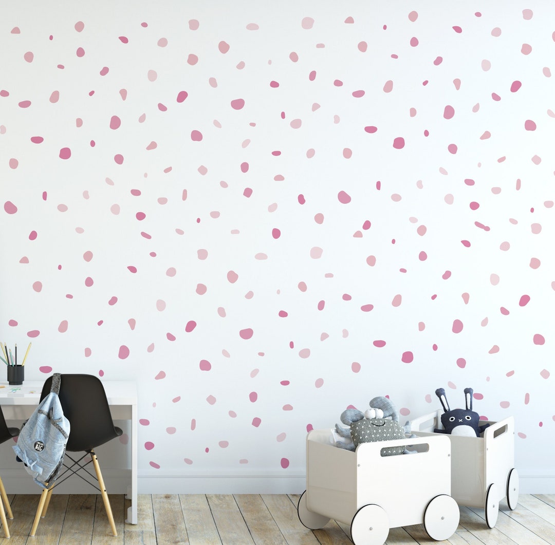 Pink Pastel Polka Dot Wall Decal Stickers for Nursery & Kids Bedrooms ...