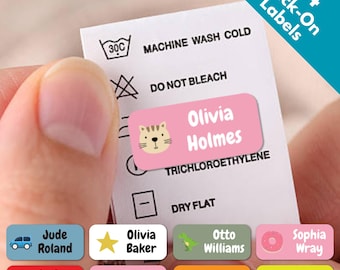 84x Washable Clothes Labels Stick On | Personalized Kids Name Tags for School Uniform | Waterproof Durable No Iron Stickers