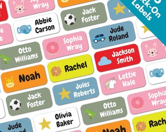 36 x Stick On Name Labels For Kids Clothing School Items - Washable Dishwasher & Tumble Drier Safe Sticker Labels
