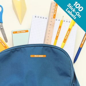 100 etichette con nomi personalizzate per articoli scolastici per bambini, etichette adesive per la scuola di cancelleria, icone personalizzate per matite, penne, portapranzo