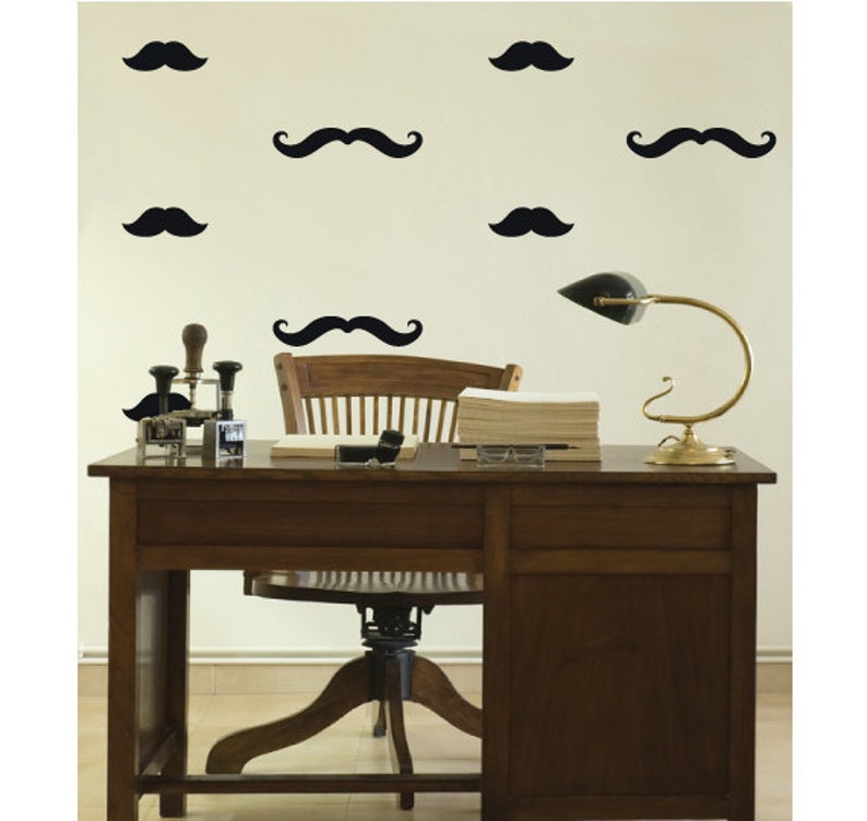 40 Mixed Mustache Wall Stickers Decals Vinyl Art