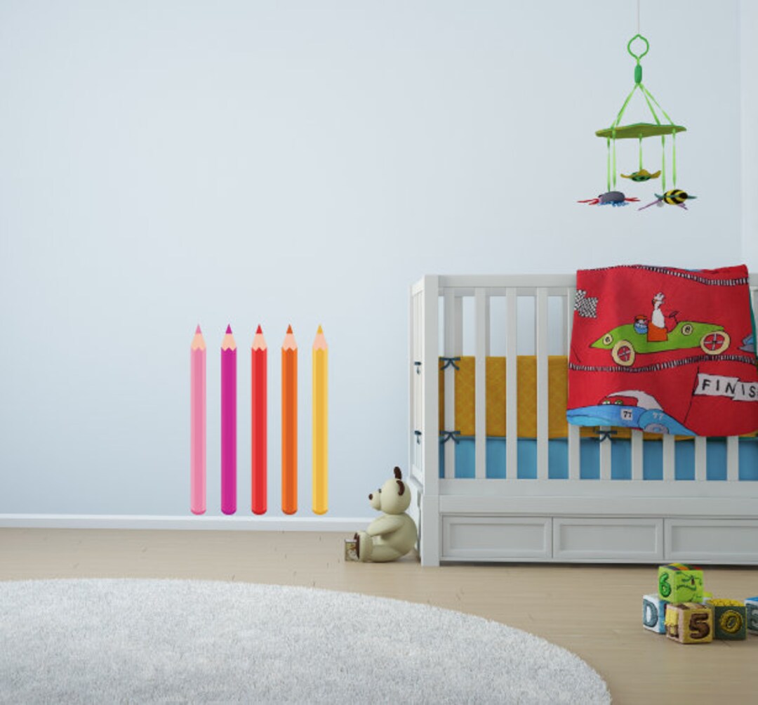 Colour Pencils, Nursery Stickers, Giant Pencils, Nursery Wall Art, Children's Wall Art, Kid's