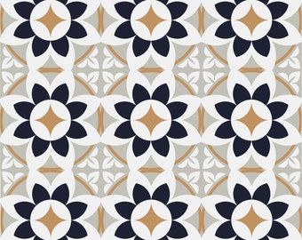 Deep Navy & Beige Tile Stickers Pack