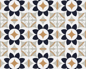 Deep Navy & Beige Tile Stickers Pack