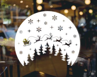 Santa Sleigh Removable Christmas Window Sticker Decoration For Kids Home Shop Windows