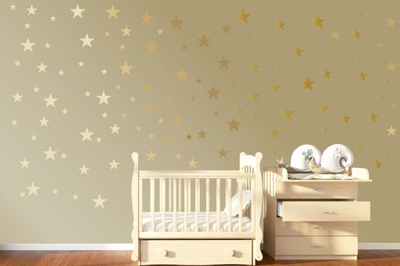 120 gold star wall stickers gold wall decals star wall decals | etsy