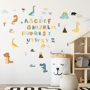 Pegatinas de pared del alfabeto de dinosaurios para niños