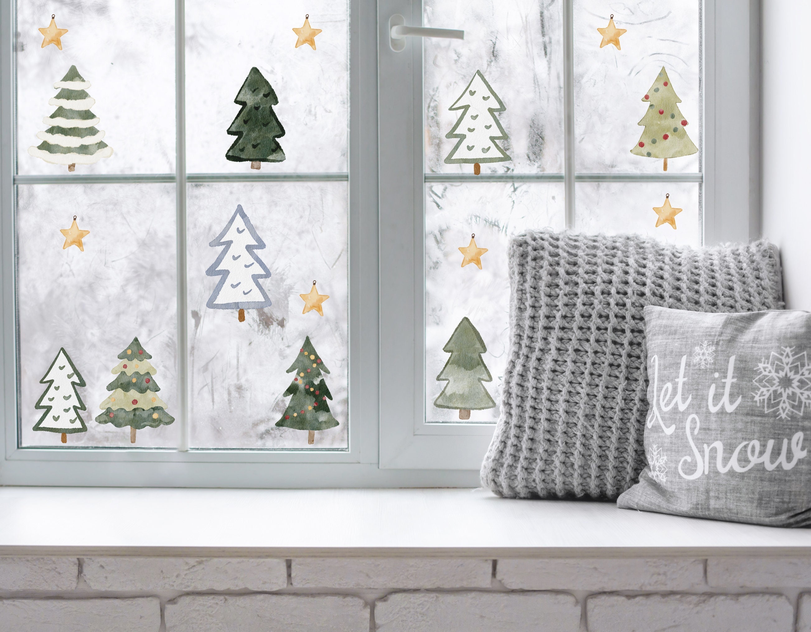 8 Stück 3D Weihnachts Fensterbilder – Weihnachtsmann, Elch, Baum, Selbstklebend, Wiederverwendbar, Für Fensterdeko