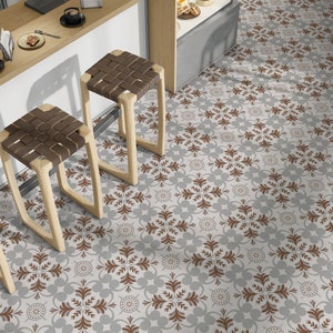 Neutral Floral Flourishes Floor & Wall Tile Stickers