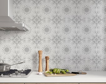 Grey Madala Pattern Tile Stickers