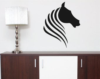 Animal Wall Decal / Vinyl Wall Sticker Horse Head Abstract - Maison, Chambre Art Mural Moderne Décor Cadeau de Noël