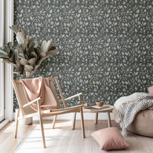 Dark Green Leafy Leaves Peel And Stick Wallpaper Self Adhesive