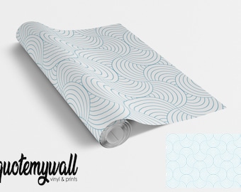 Envoltórios azuis e brancos do vinil da cópia do envoltório do vinil de Wavey para a mobília