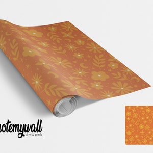 Orange Yellow Moon Flower Doodle Vinyl Furniture Wrap Vinyl Wraps For Furniture