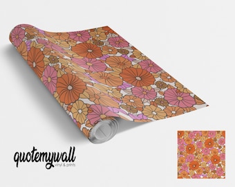Retro Pansy Print Vinyl Furniture Sticker Vinyl Wraps For Furniture
