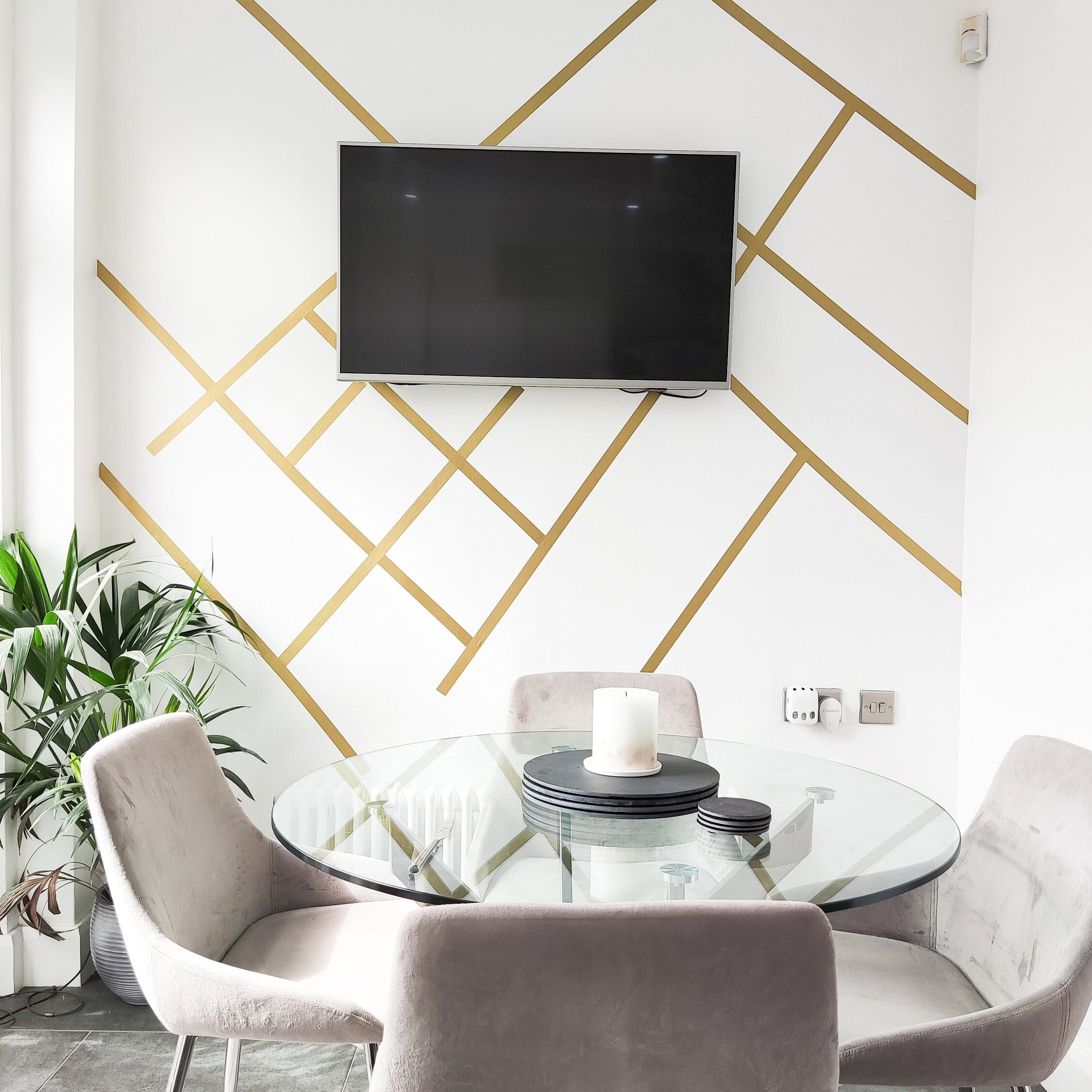 Gold Geometric Lines Wall Stickers Gold Wall Decals Peel and Stick